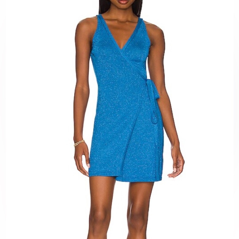 NWT Lovers + Friends Wrap Up Knit Sweater Dress - BLUE - Picture 4 of 8